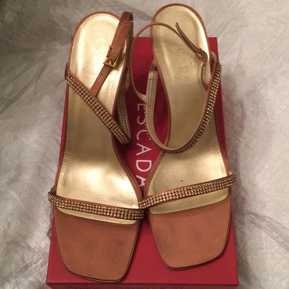 Escada bronze crystal heels
